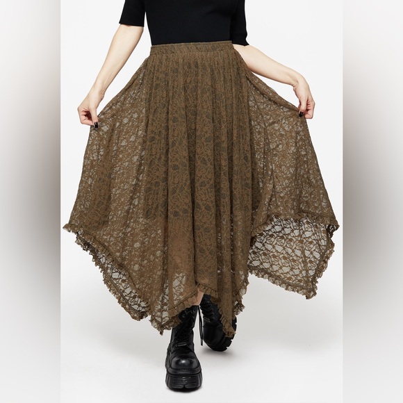 Disturbia Myrtle Floral Lace Handkerchief Hem Midi Skirt US 16 / UK 20 - Picture 5 of 8